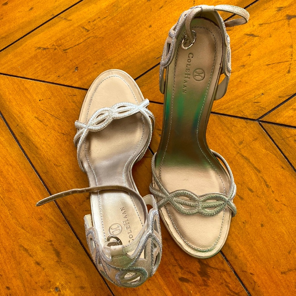 Cole Haan size 10 3 1/2 inch heel sandals, champagne  NWOT